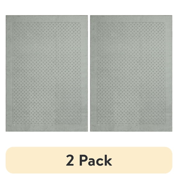(2 pack) Mainstays Dylan Solid Diamond Olefin Pewter Gray Indoor Area Rug, 7' x 10'
