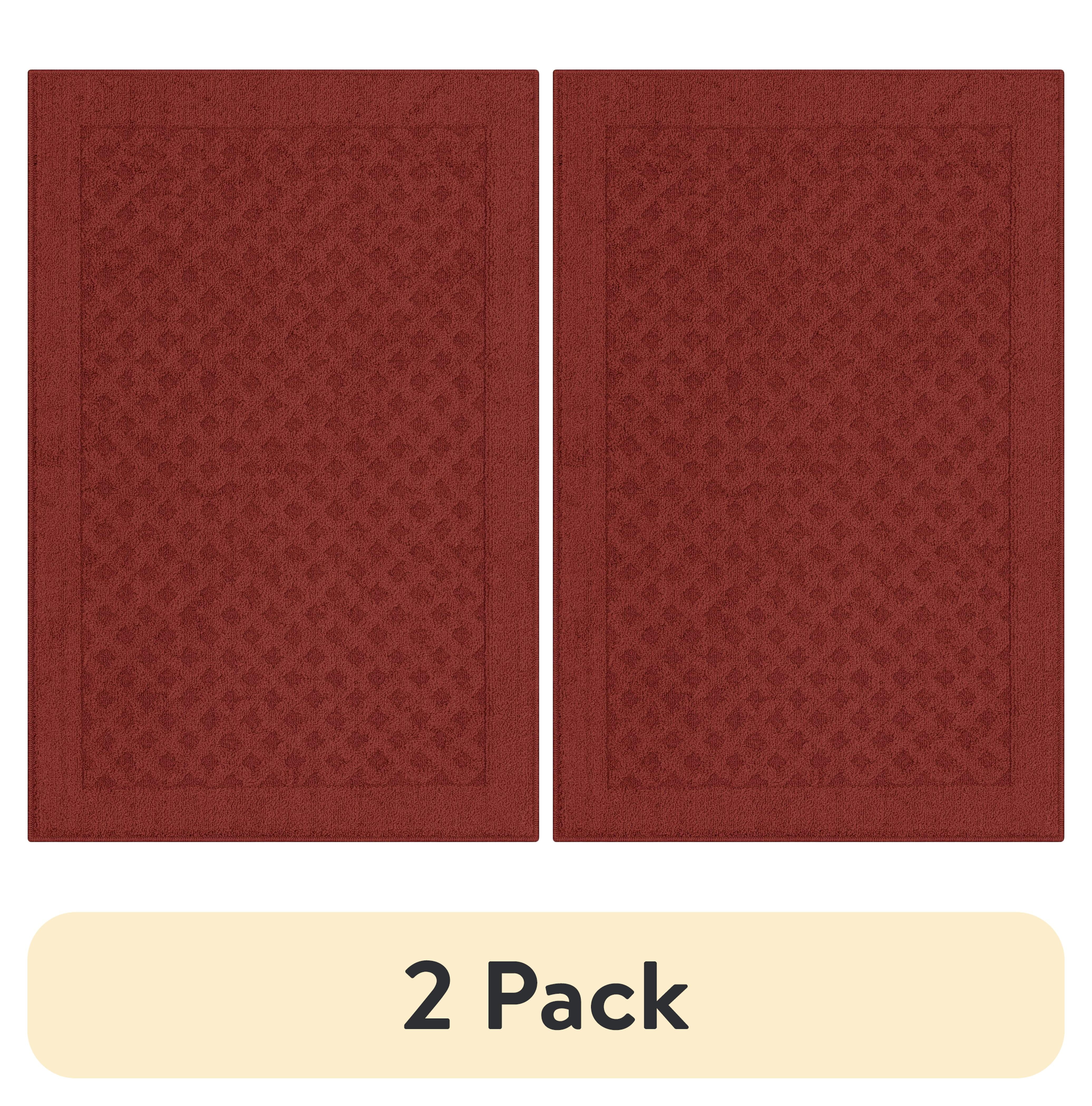 (2 pack) Mainstays Dylan Solid Diamond Olefin Red Indoor Accent Rug, 2'6"x3'10"
