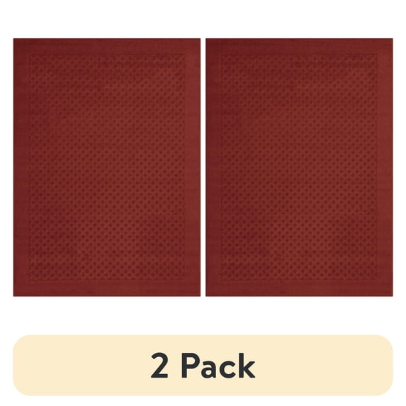 (2 pack) Mainstays Dylan Solid Diamond Olefin Red Indoor Area Rug, 5' x 7'