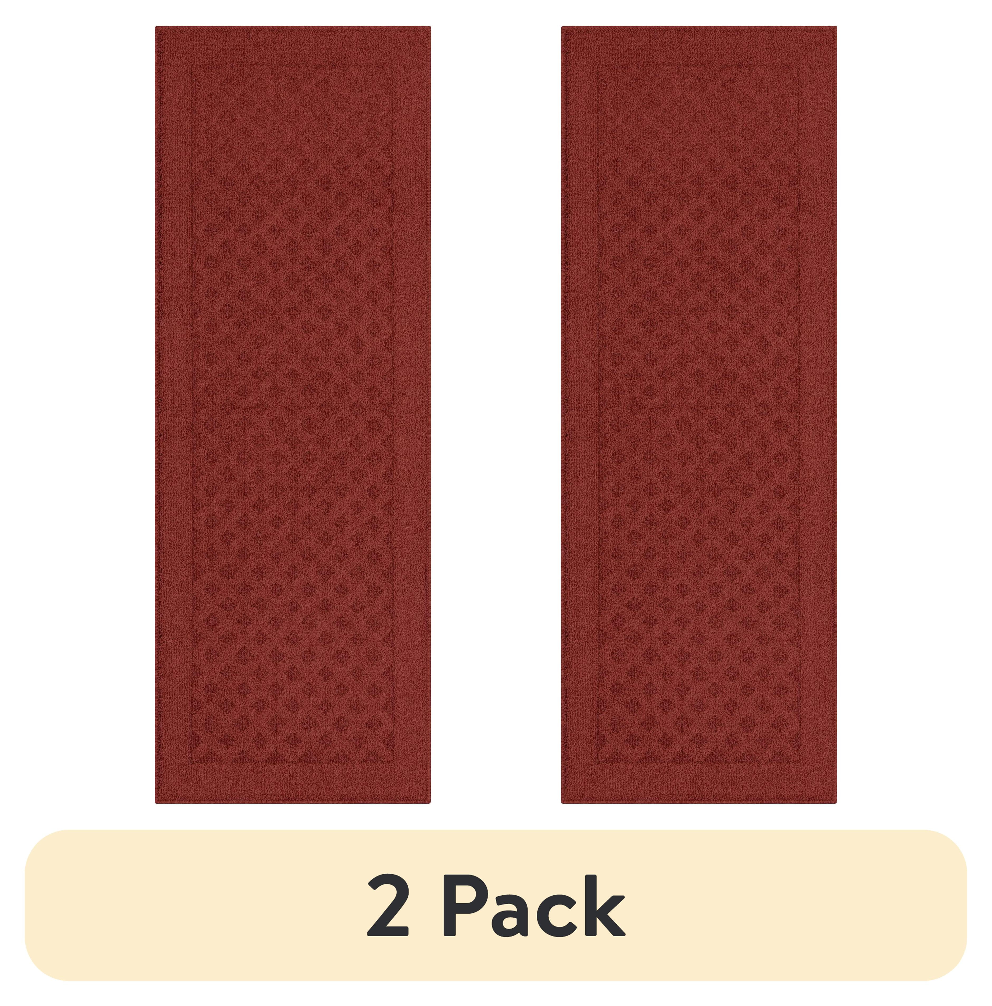 (2 pack) Mainstays Dylan Solid Diamond Olefin Red Indoor Runner Rug, 1'9"x5'