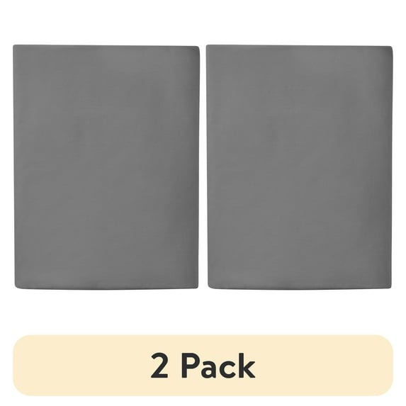 (2 pack) Mainstays Easy Care 300 Thread Count Solid Soothing-Gray CVC Cotton Blend Fitted Sheet, King (Adult)