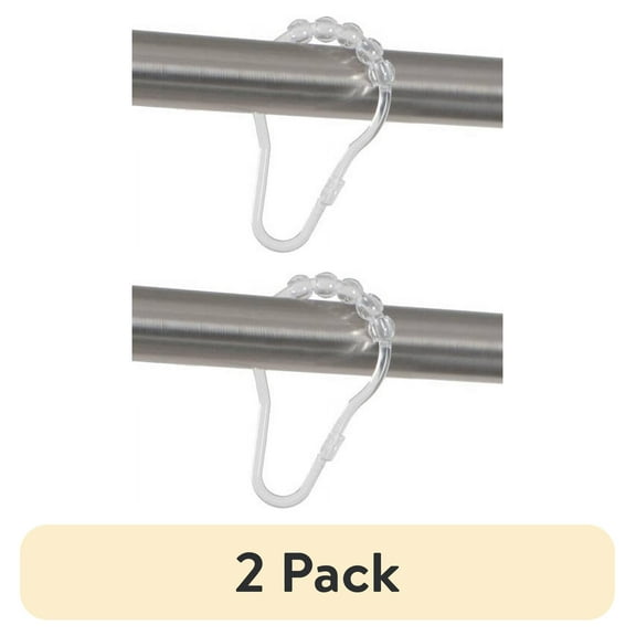 (2 pack) Mainstays Easy Glide Clear Plastic Shower Curtain Roller Hooks, Set of 12