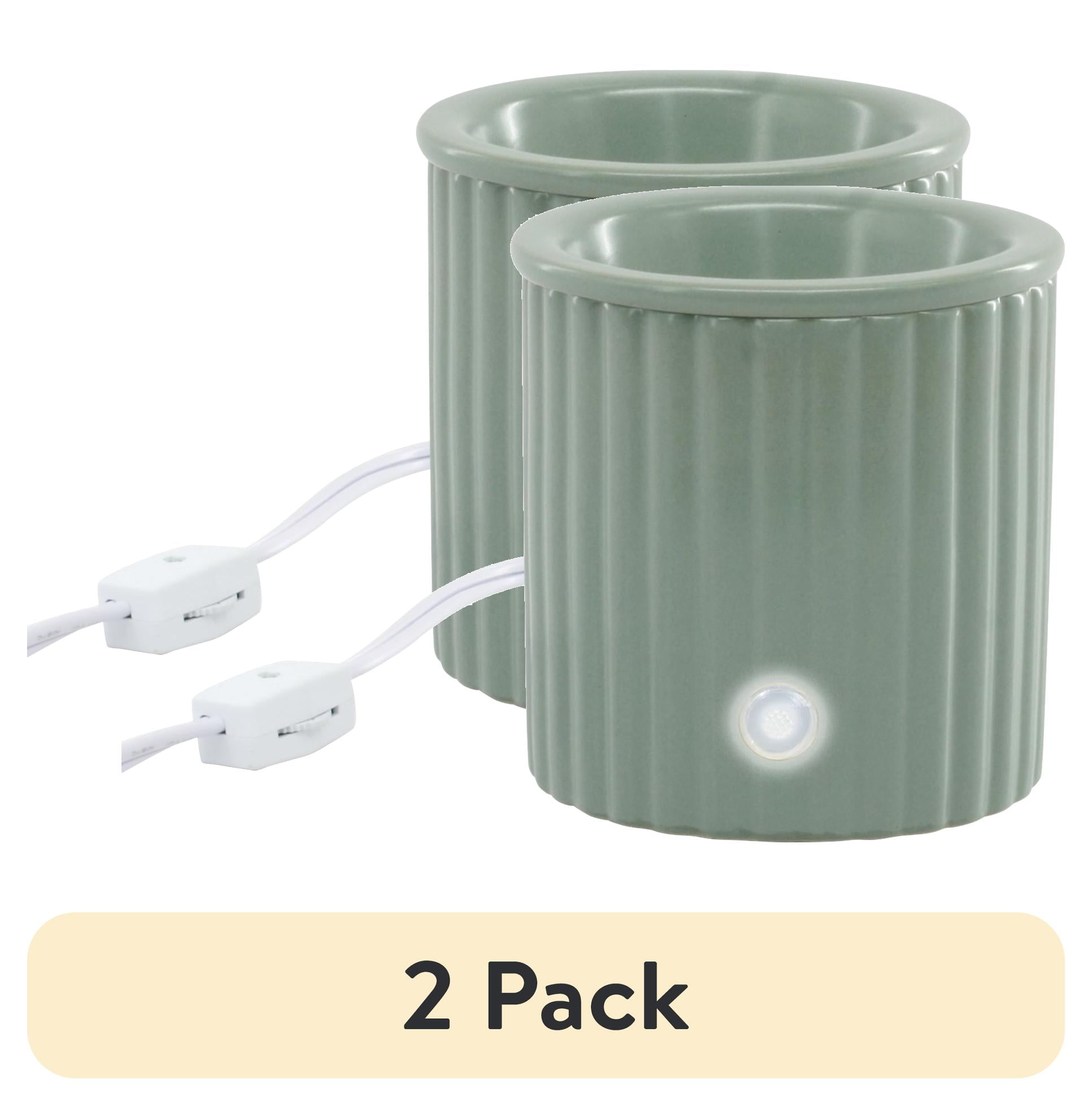 (2 pack) Mainstays Electric Ribbed Green Ceramic Wax Warmer, Single Pack