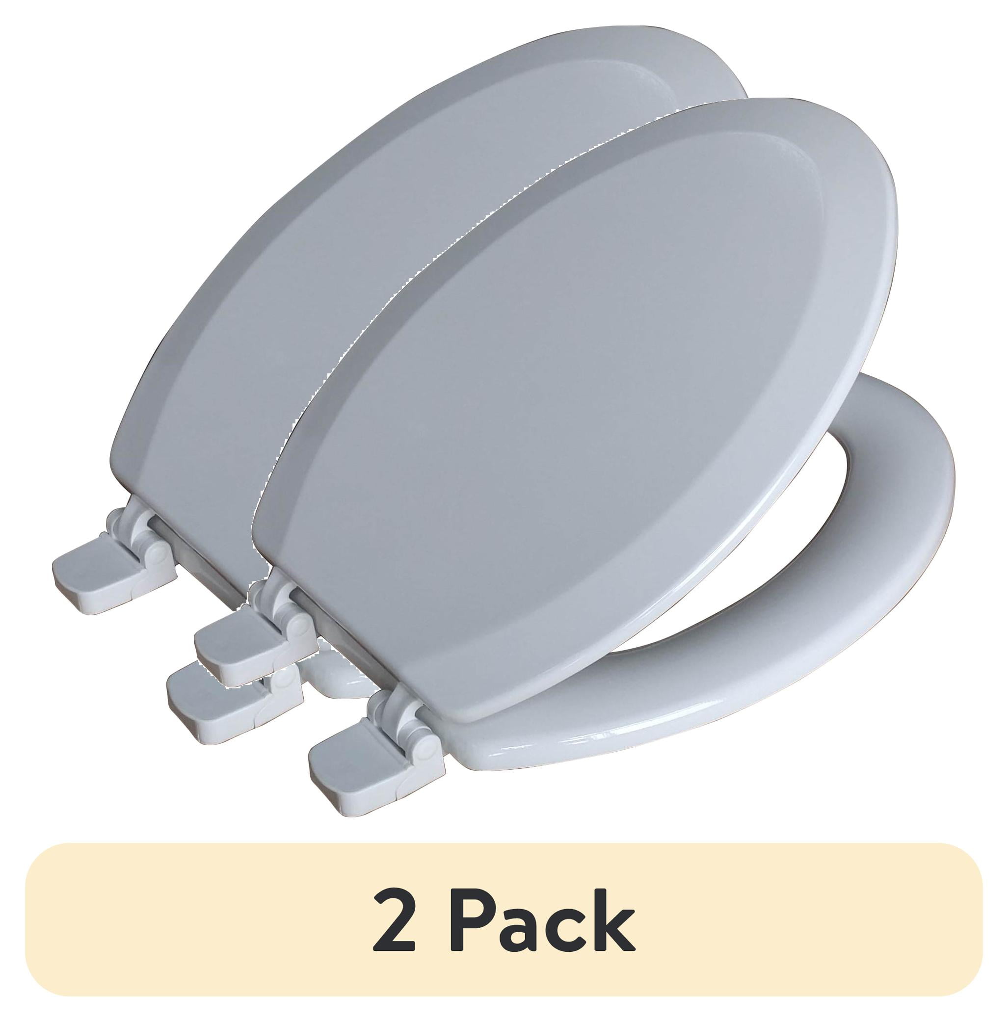 (2 pack) Mainstays Elongated White Wood Toilet Seat, Easy Clean