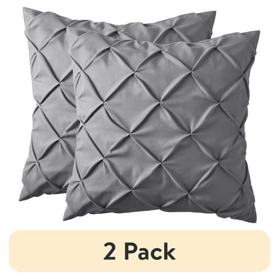 (2 pack) Mainstays Euro Microfiber Pintuck Pleat Pillow Sham, Grey, 26"x26"