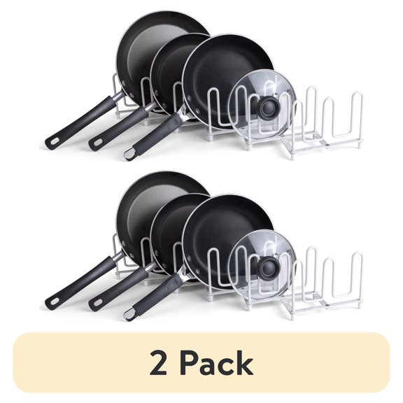 (2 pack) Mainstays Expandable Pan & Lid Organizer, White