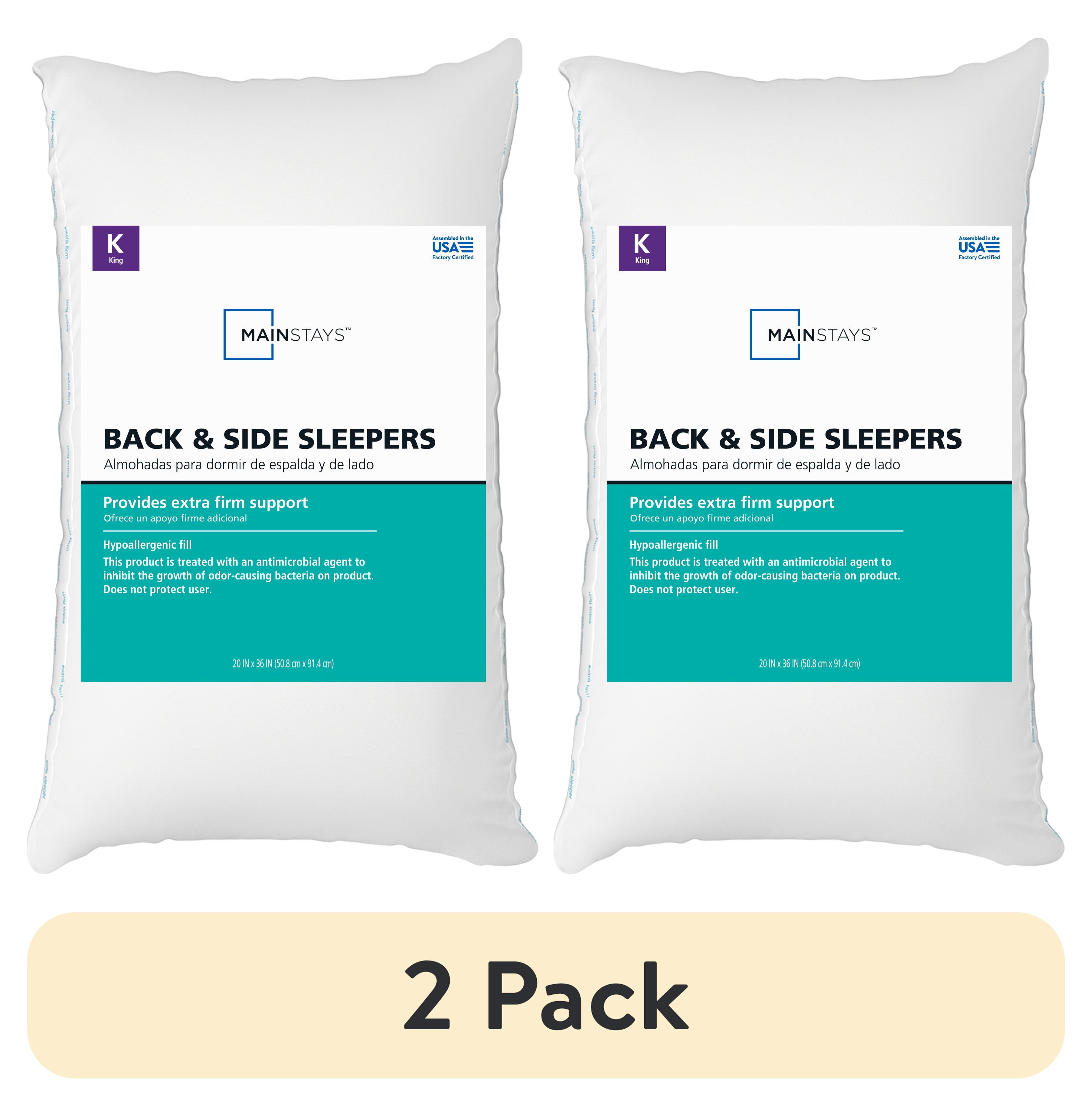 2 pack) Mainstays Back & Side Sleeper Bed Pillow, King - Extra