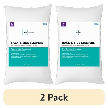 (2 pack) Mainstays Back & Side Sleeper Bed Pillow, King - Extra Firm Support