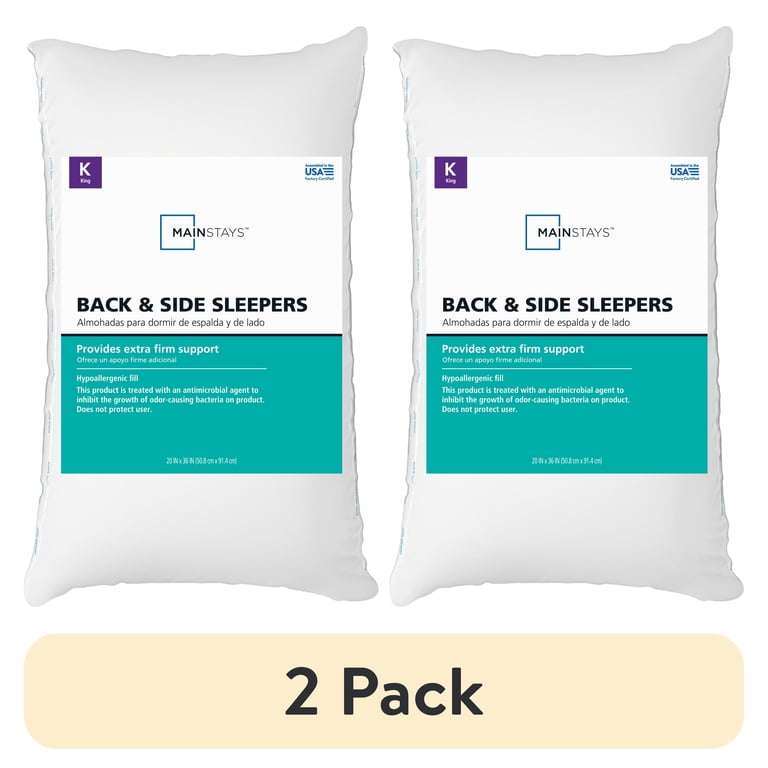 2 pack) Mainstays Back & Side Sleeper Bed Pillow, King - Extra