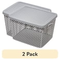 thumbnail image 1 of (2 pack) Mainstays Extra Large Decorative Plastic Storage Basket w/Lid, Gray, 1 of 12