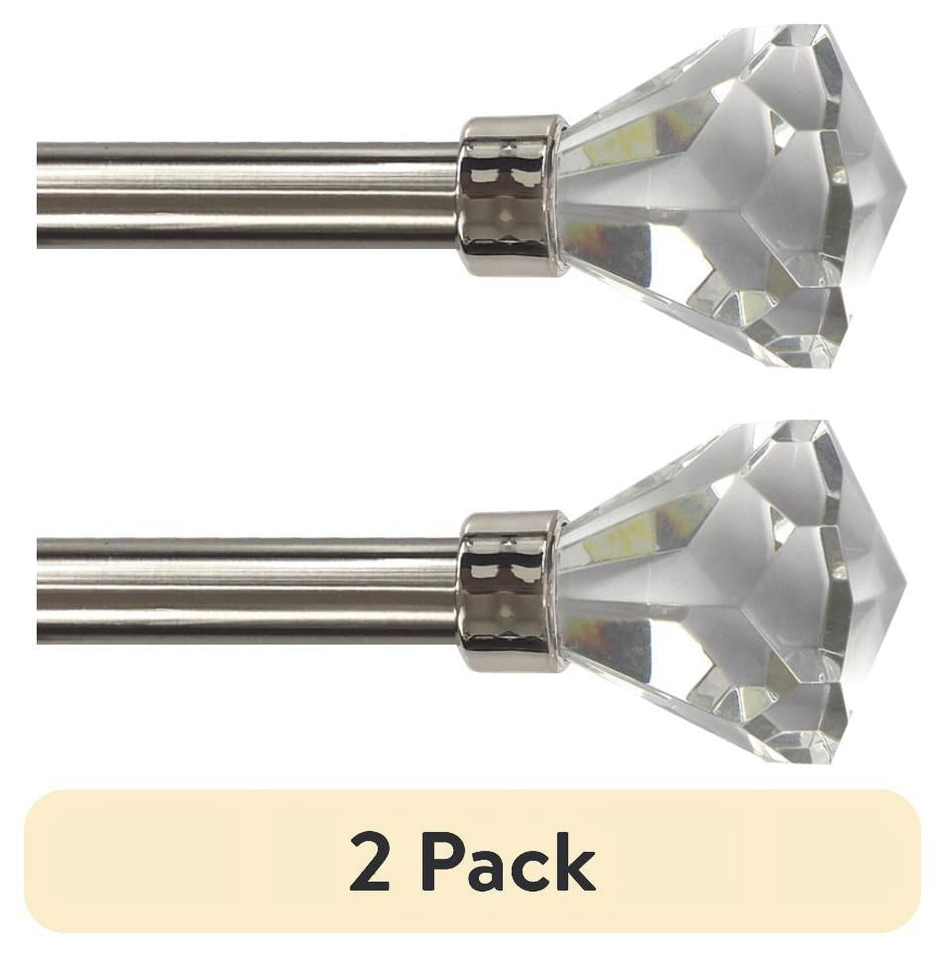 (2 pack) Mainstays 3/4" Acrylic Faceted Curtain Rod, 30-84", Nickel