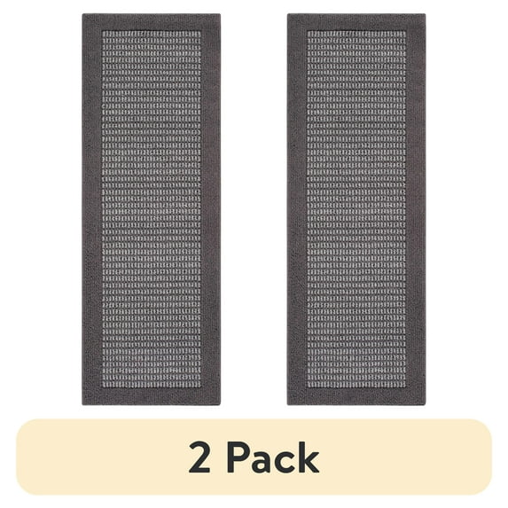 (2 pack) Mainstays Farmhouse Faux Sisal Gray Indoor Runner Rug, 1'9"x5'