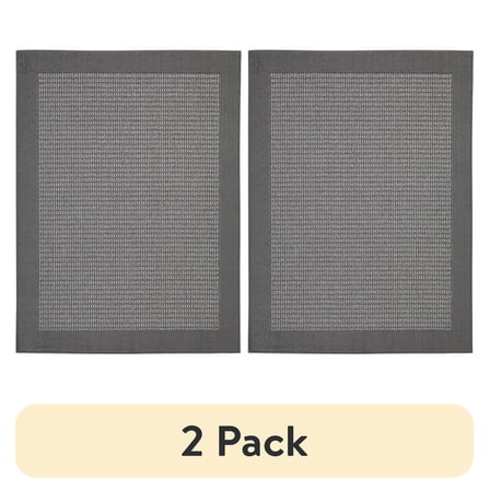 (2 pack) Mainstays Farmhouse Faux Sisal Olefin Indoor Area Rug with Gray Border, 4' x 5'4"
