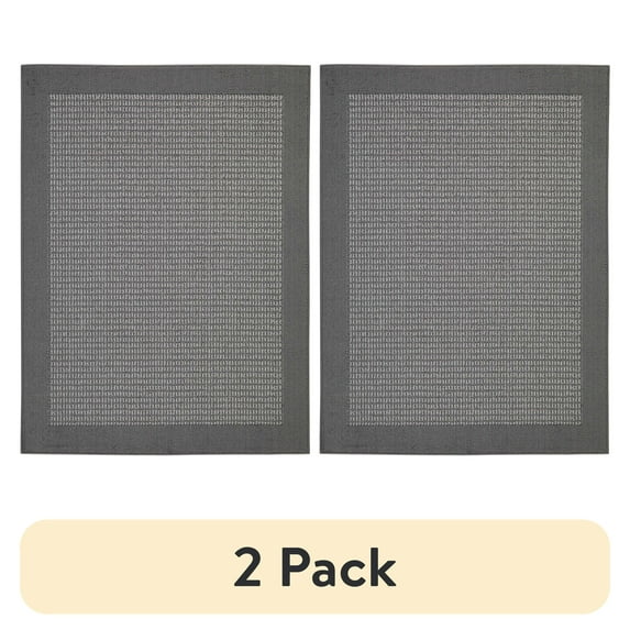 (2 pack) Mainstays Farmhouse Faux Sisal Olefin Indoor Area Rug with Gray Border, 4' x 5'4"