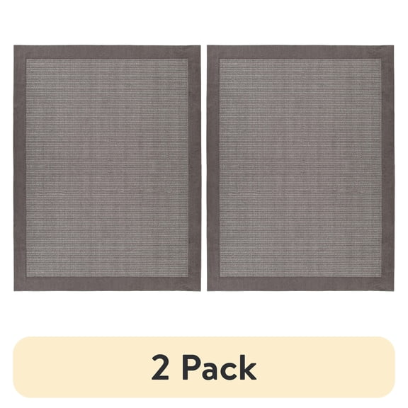(2 pack) Mainstays Farmhouse Faux Sisal Olefin Gray Border Indoor Large Area Rug, 9' x 12'