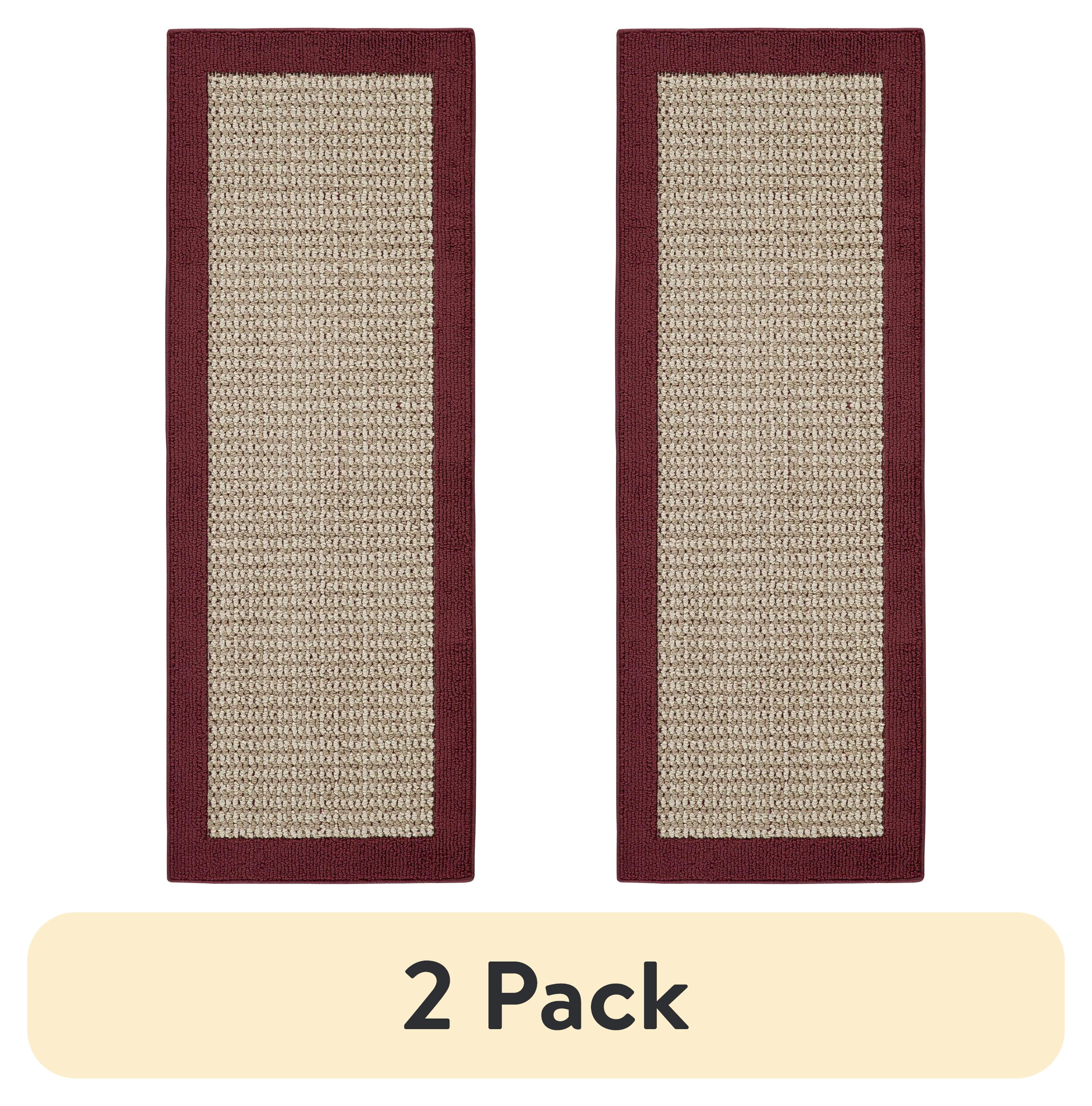 (2 pack) Mainstays Faux Sisal Border Olefin Red Indoor Runner Rug, 1 ft 9 in x 5 ft