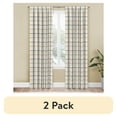 thumbnail image 1 of (2 pack) Mainstays Farmhouse Light Filtering Rod Pocket Curtain Panel, Set of 2, Beige Plaid, 38" x 84", 1 of 11