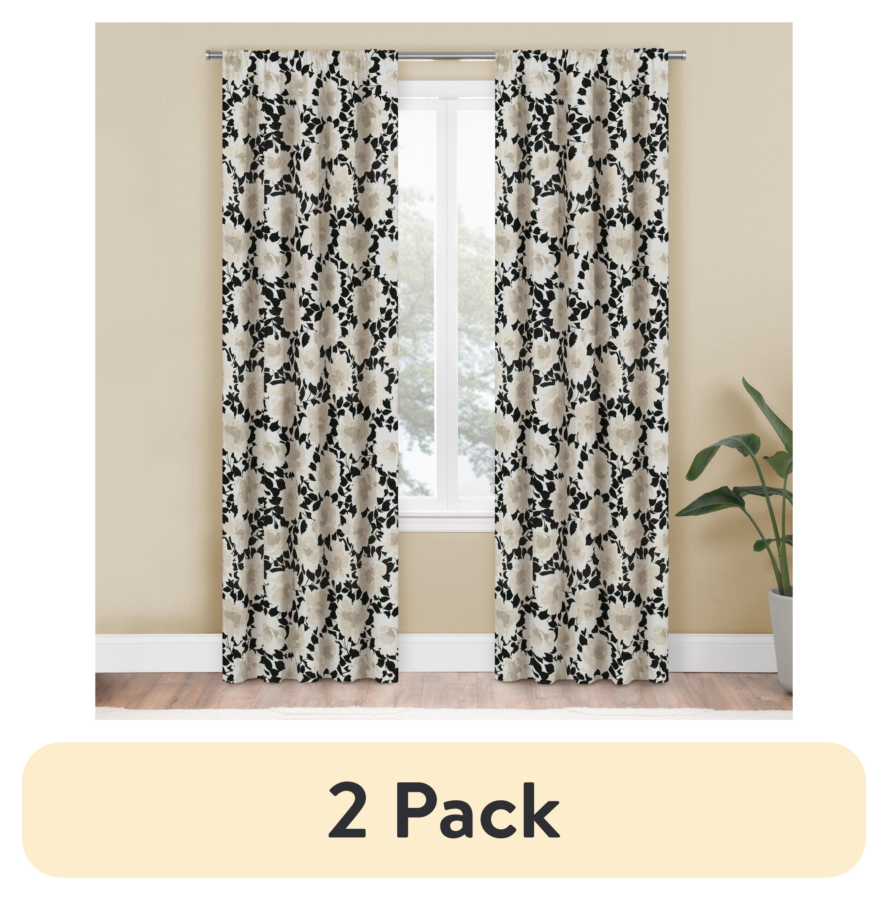 (2 pack) Mainstays Farmhouse Floral Light Filtering Rod Pocket Panel Pair, Set of 2, Beige, 76 x 84