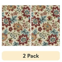 (2 pack) Mainstays Farmhouse Oversized Floral Cream Multicolor Indoor Area Rug, 5' x 7'