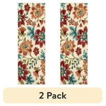 (2 pack) Mainstays Farmhouse Oversized Cream Floral Indoor Hallway Runner Rug, 1'10" x 5'