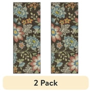 2 pack Mainstays Farmhouse Oversized Floral Gray Indoor Hallway Runner Rug, 110"x5