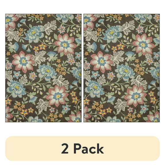 (2 pack) Mainstays Farmhouse Oversized Floral Gray Multicolor Indoor Living Room Area Rug, 7' x 10'