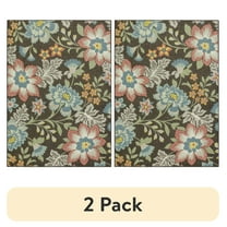 (2 pack) Mainstays Farmhouse Oversized Floral Gray Multicolor Indoor Area Rug, 5' x 7'