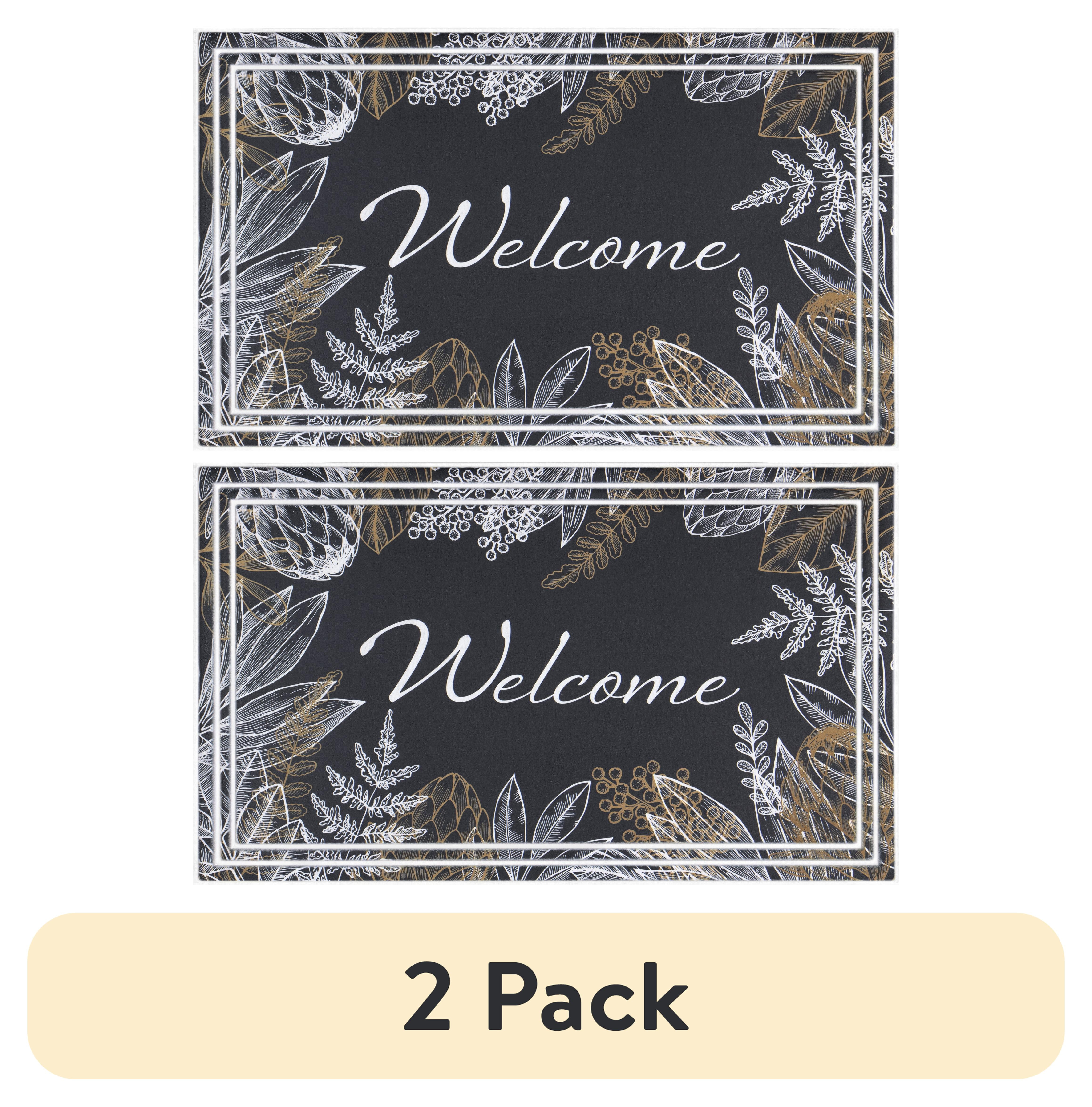 (2 pack) Apache Mills Fashionables Deluxe Patricia Dark Botanical Indoor/Outdoor Doormat, 1.5' x 2.5'
