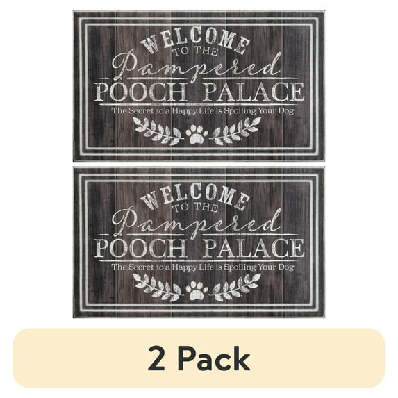 (2 pack) Apache Mills Fashionables Deluxe Welcome Pampered Pooch Indoor/Outdoor Doormat, 1.5' x 2.5'