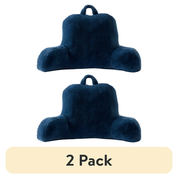 (2 pack) Mainstays Faux Fur Plush Backrest Pillow, Specialty Size, Indigo
