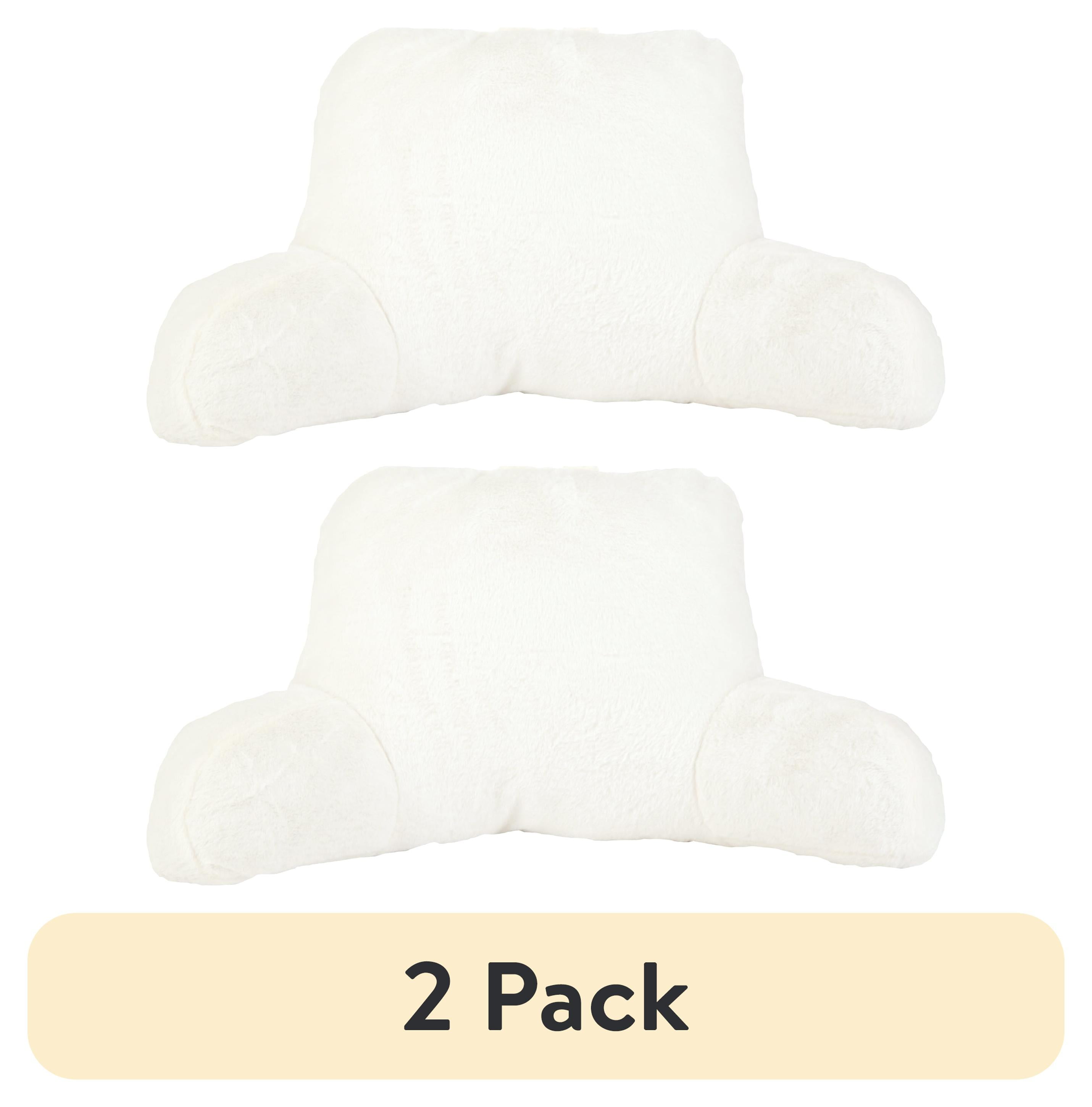 (2 pack) Mainstays Faux Fur Plush Bedrest Pillow, Specialty Size, Ivory White