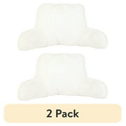 2 pack Mainstays Faux Fur Plush Bedrest Pillow, Specialty Size, Ivory White
