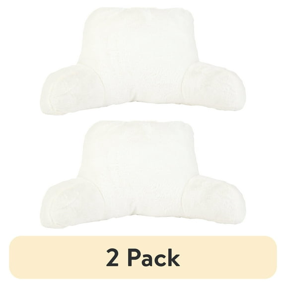 (2 pack) Mainstays Faux Fur Plush Bedrest Pillow, Specialty Size, Ivory White