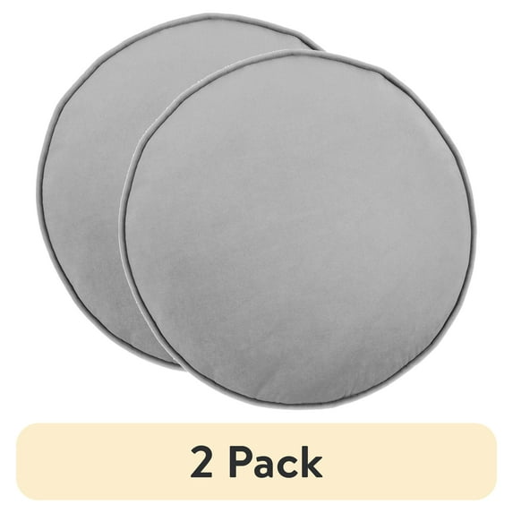 (2 pack) Mainstays Filmore Round Decorative Throw Pillow 16" x 16" Gray, 1 Count, Adult & Teen