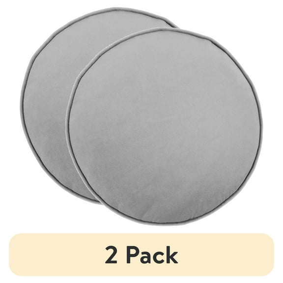 (2 pack) Mainstays Filmore Round Decorative Throw Pillow 16" x 16" Gray, 1 Count, Adult & Teen
