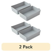 (2 pack) Mainstays 2-Pack Flexible Drawer Storage Organizer Bins, Plastic Drawer Organizer Containers for Kitchen Drawer, Desk Drawer and Bathroom Drawer Organization, Gray