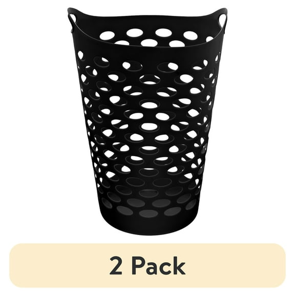 (2 pack) Mainstays Flex Carrying Handles Laundry Hamper, Black