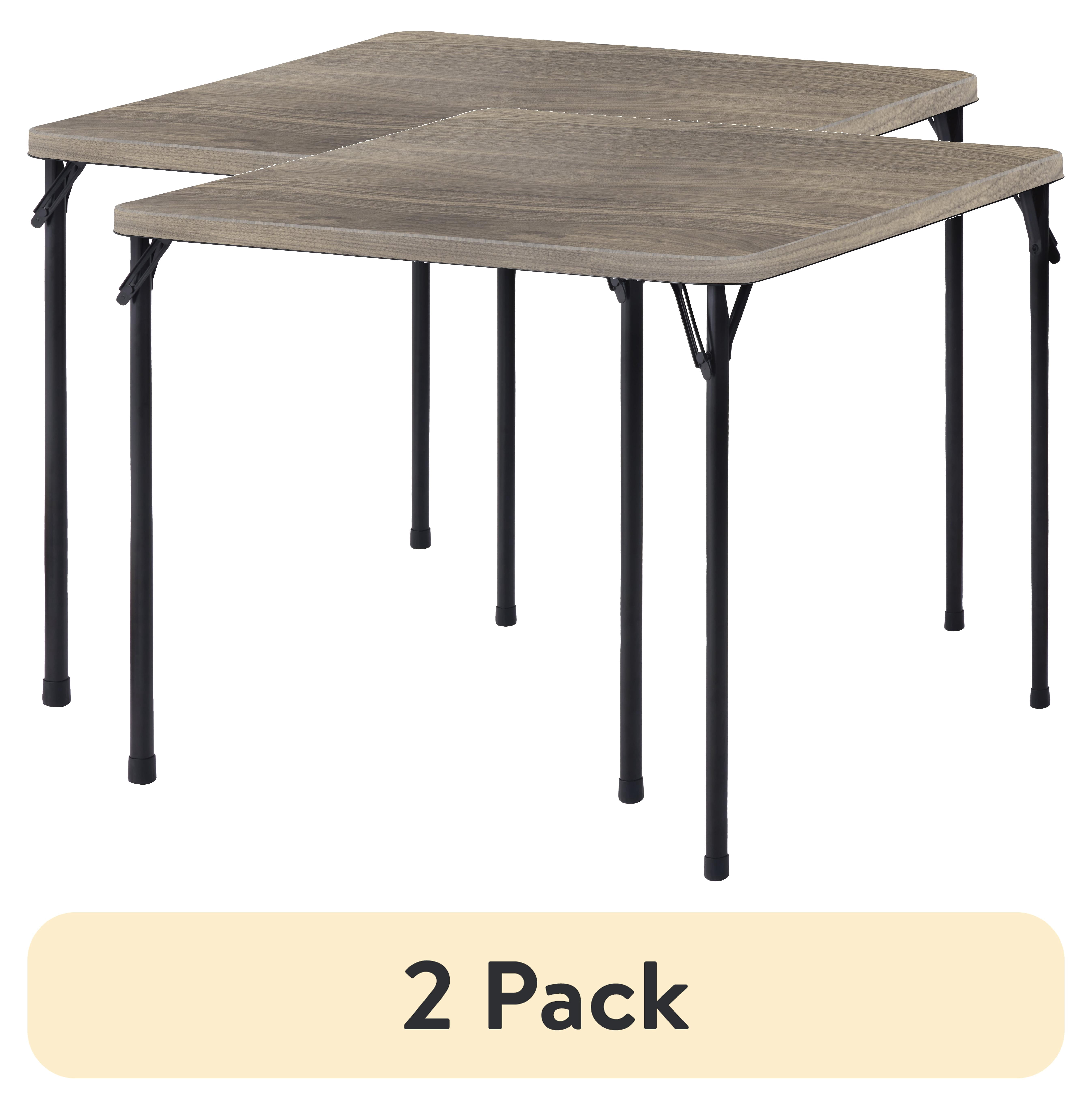 (2 pack) Mainstays Folding Card Table, 34 in Square, Rustic Oak Walnut