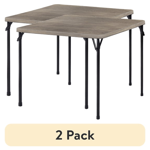 (2 pack) (2 pack) Mainstays Folding Card Table, 34 in Square, Rustic Oak Walnut
