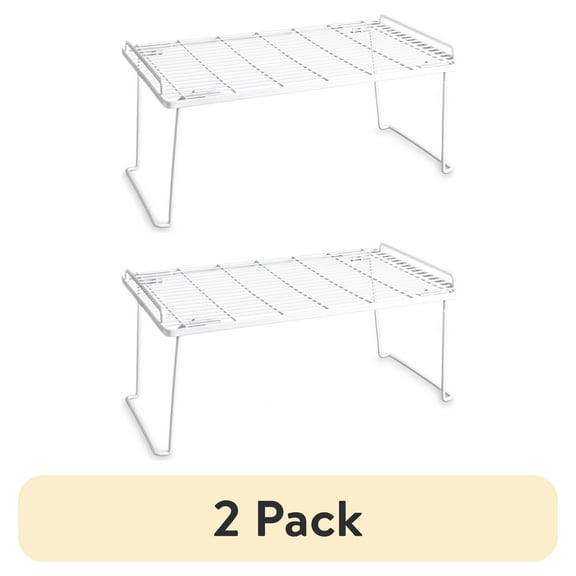 (2 pack) Mainstays Folding White Wire Shelf - Kitchen, Pantry Organizer - White Wire