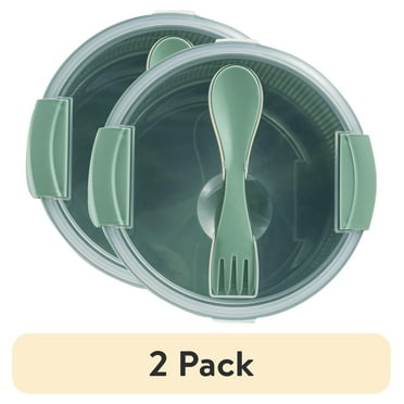 (2 pack) Mainstays Food Storage Container, Round, Green, 47oz Capacity