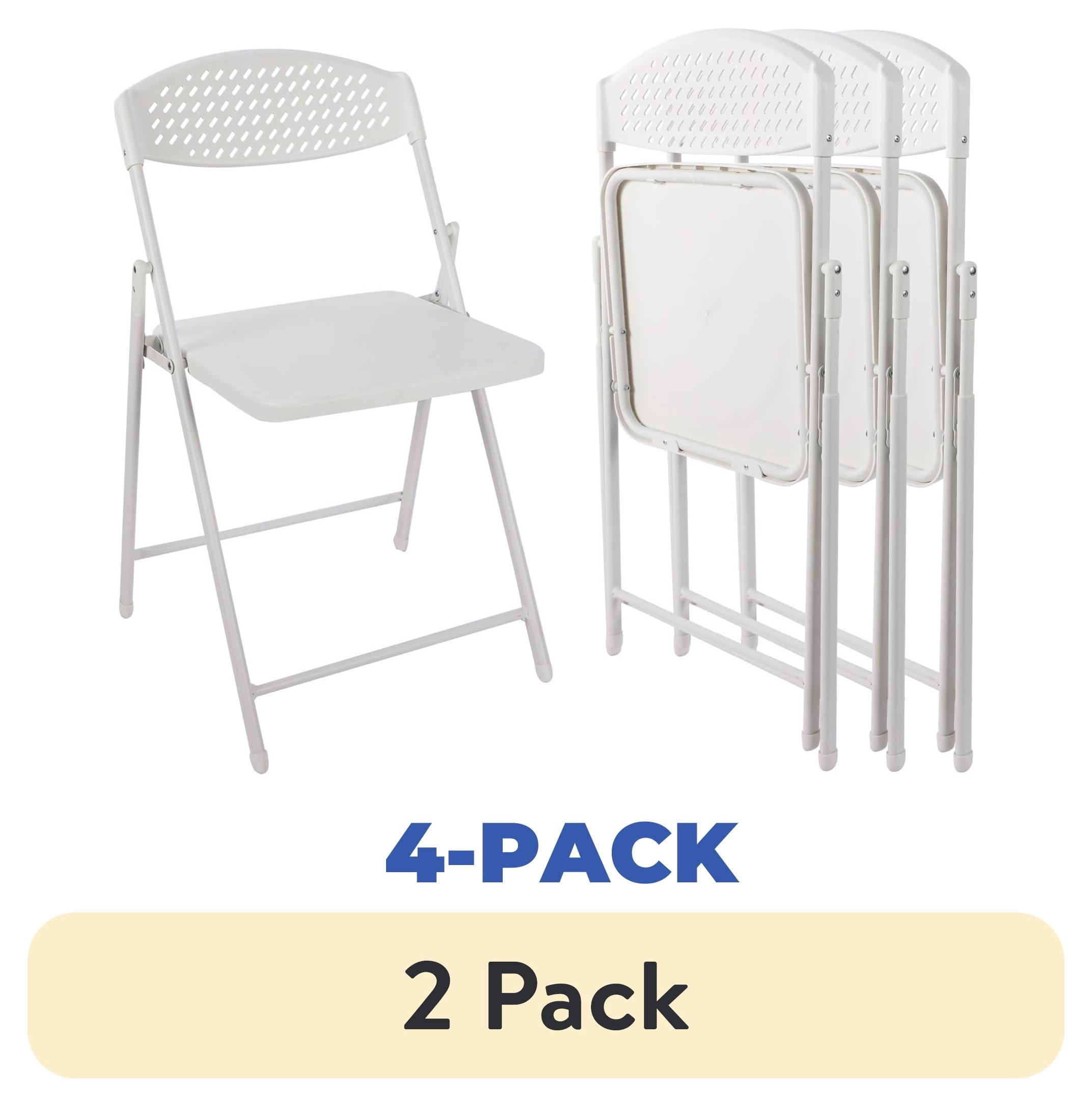 (2 pack) Mainstays Resin Light-Weight Folding Chairs, White (Set of 4)