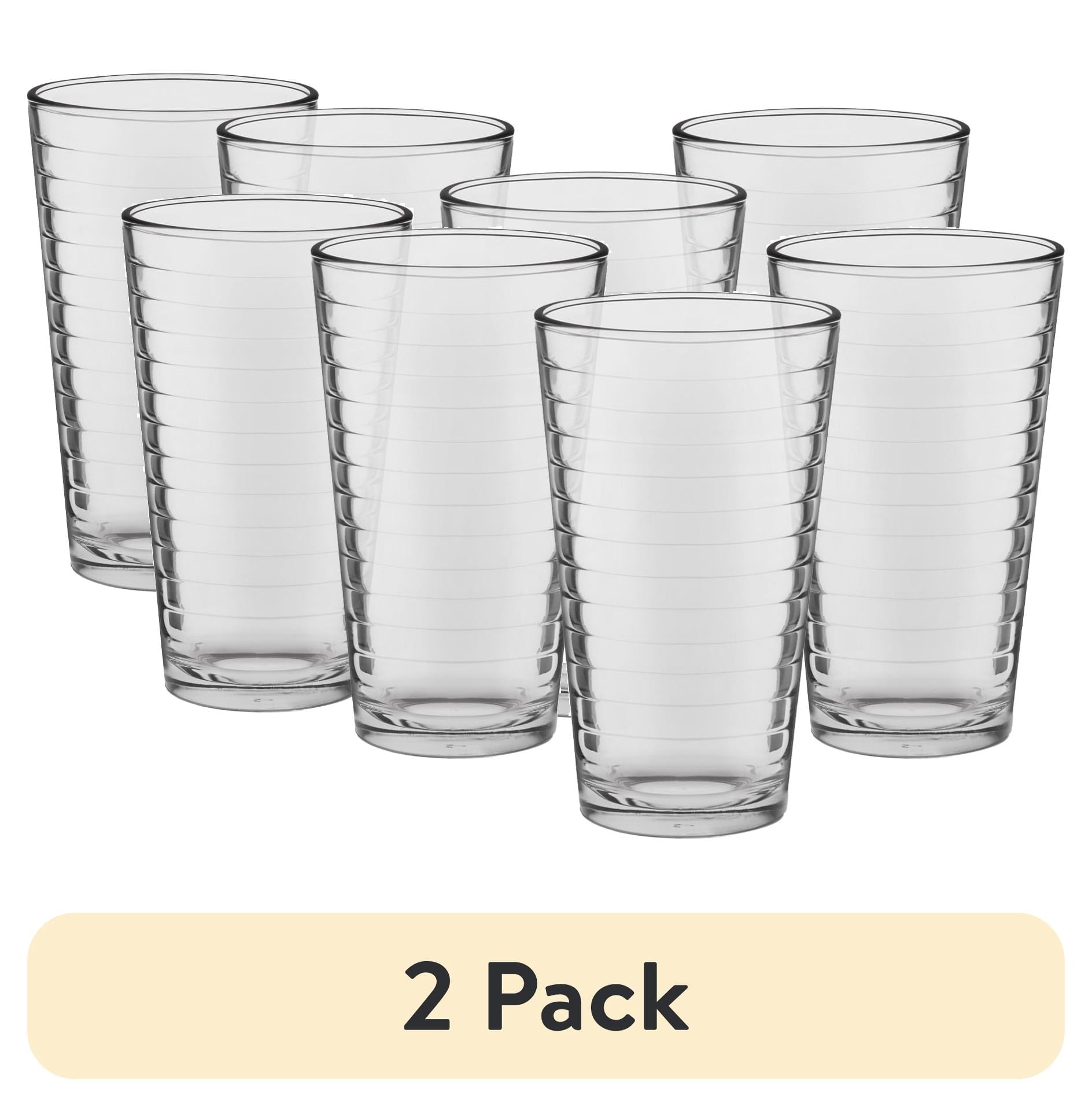 (2 pack) Mainstays Gallant Drinking Glasses, 16.2 oz, Set of 8
