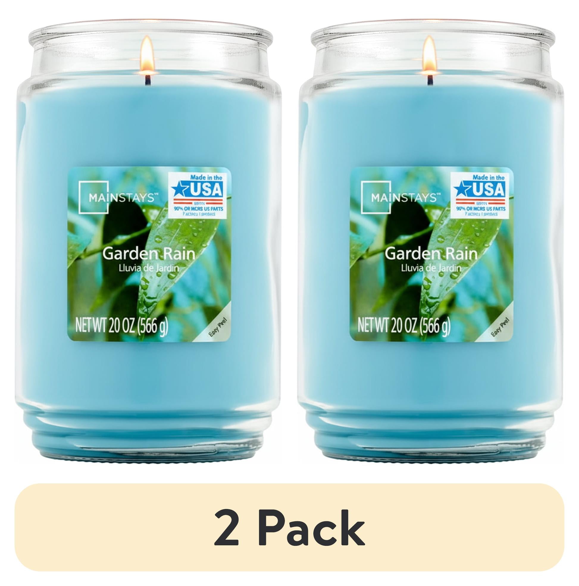 (2 pack) Mainstays Single-Wick Scented Glass Jar Candle, Garden Rain, 20oz.