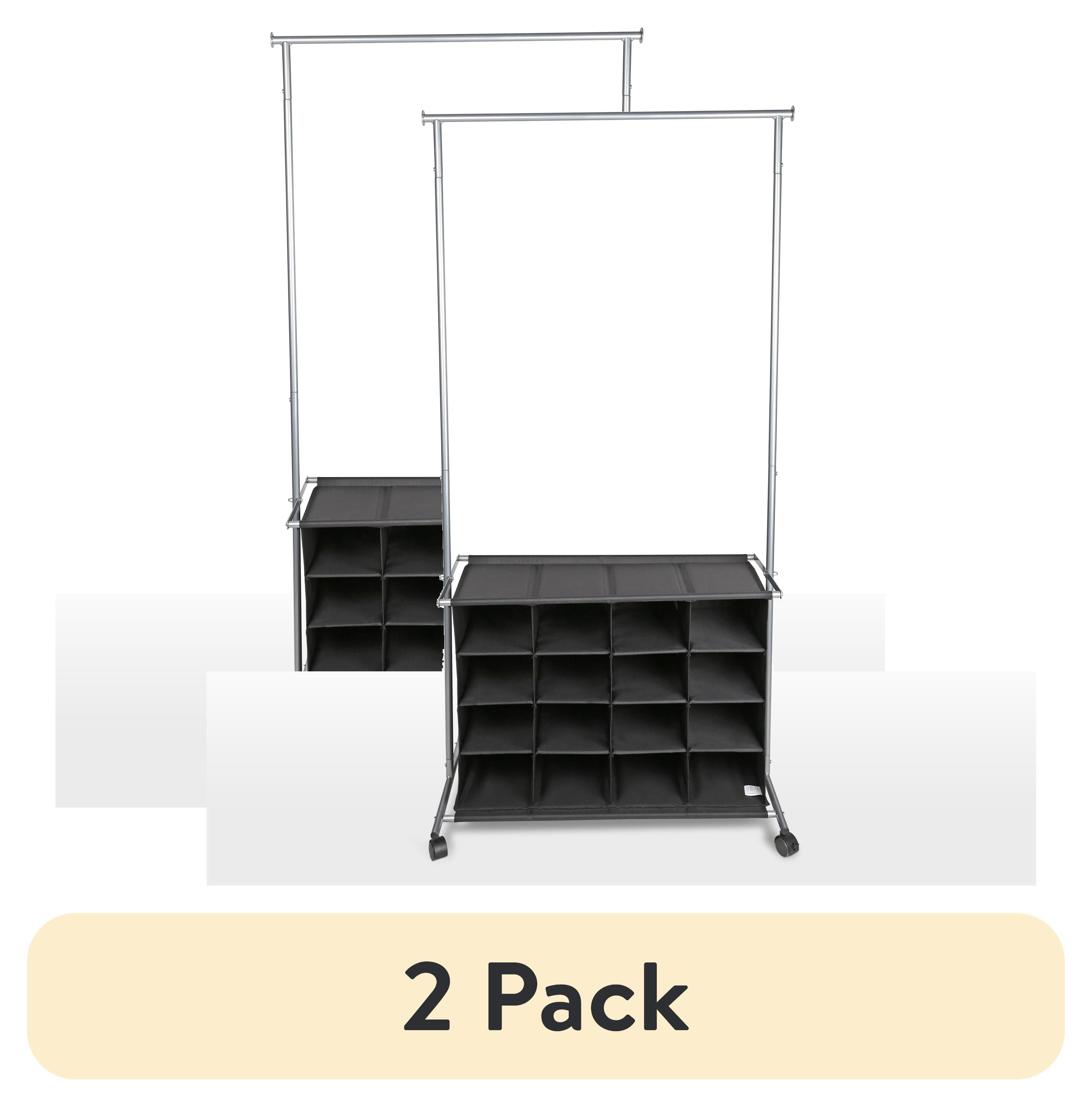 (2 pack) Mainstays Garment Rack with Shoe Cubbies, Silver and Black, Metal Frame