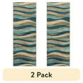 thumbnail interactive-video image 1 of (2 pack) Mainstays Geometric Blue Brown Waves Indoor Hallway Runner Rug, 1'10"x5', 1 of 8