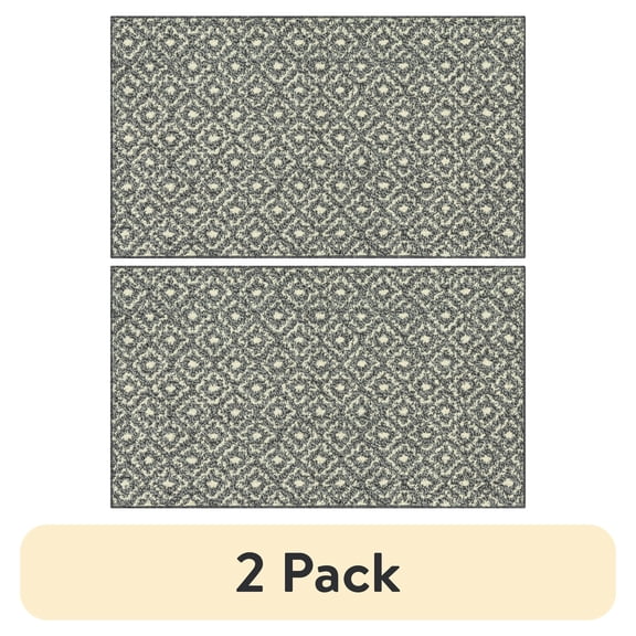 (2 pack) Mainstays Geometric Diamond Ash Black Olefin Indoor Accent Rug, 1 ft 8 in x 2 ft 10 in, Skid-Resistant