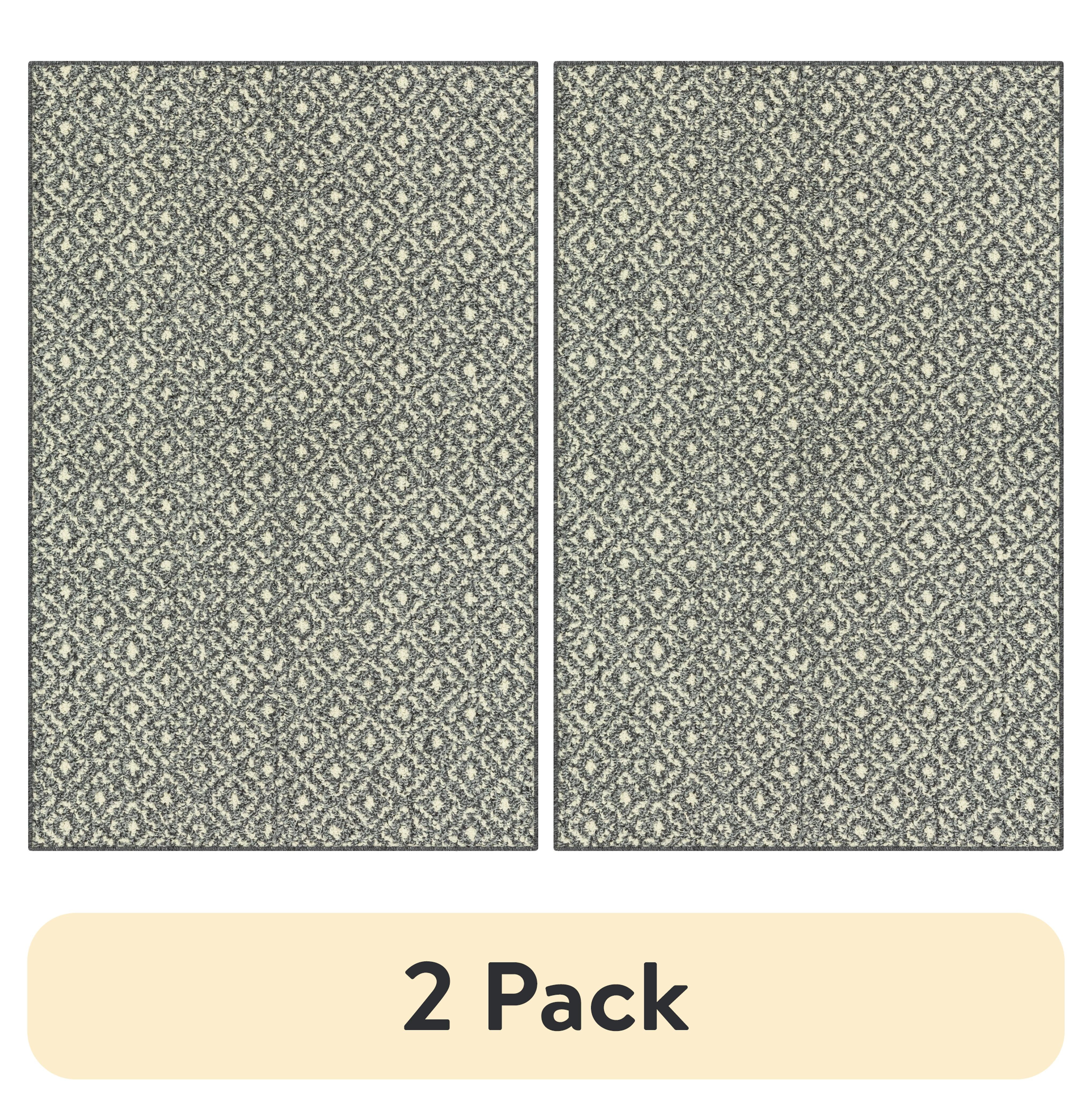 (2 pack) Mainstays Geometric Diamond Black Tonal Olefin Indoor Accent Rug, 2'6"x3'10", Skid-Resistant