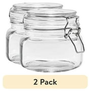 (2 pack) Mainstays 17 oz Glass Airtight Food Storage Jar Canister with Locking Lid, Pantry Organizer Container for Dry Food, Coffee, Sugar, Spices and Kitchen Storage