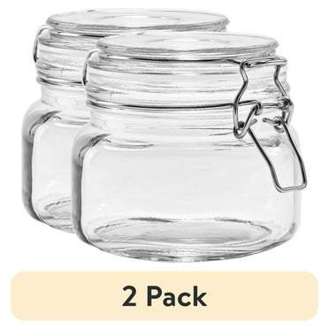 (2 pack) Mainstays Glass 17 oz Lock Lid Storage Jar Canister